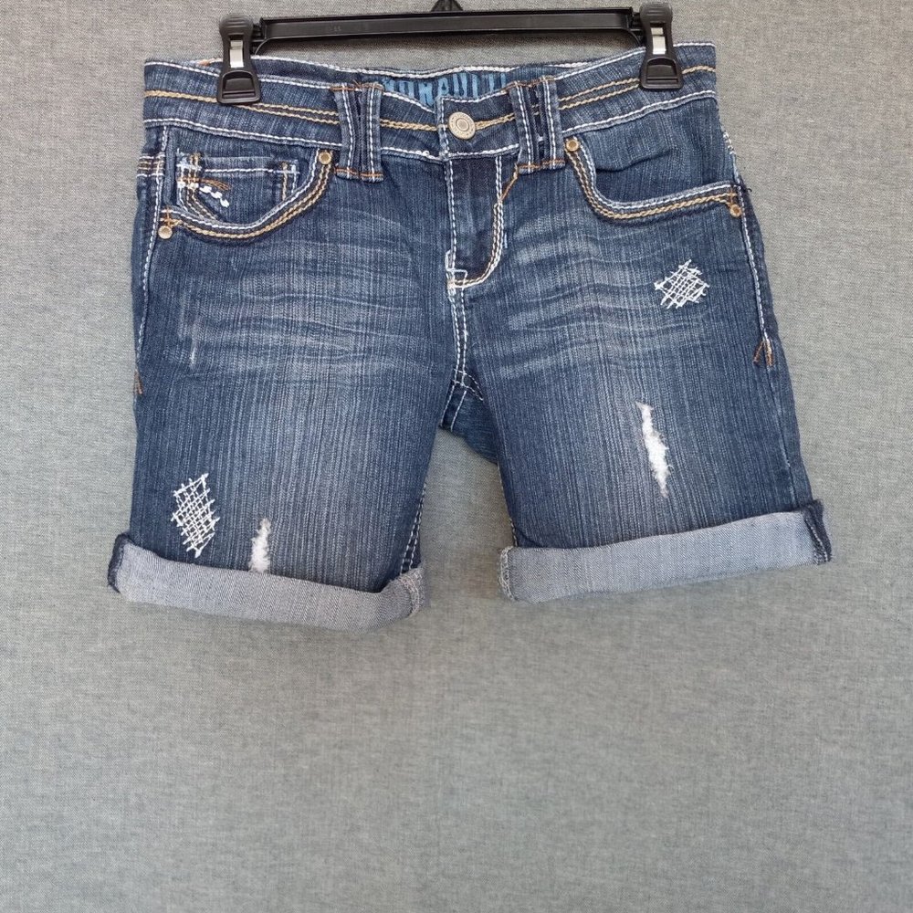 COPY - Hydraulic Denim Stretch Low Rise Roll Up Shorts Size 7/8 Distressed